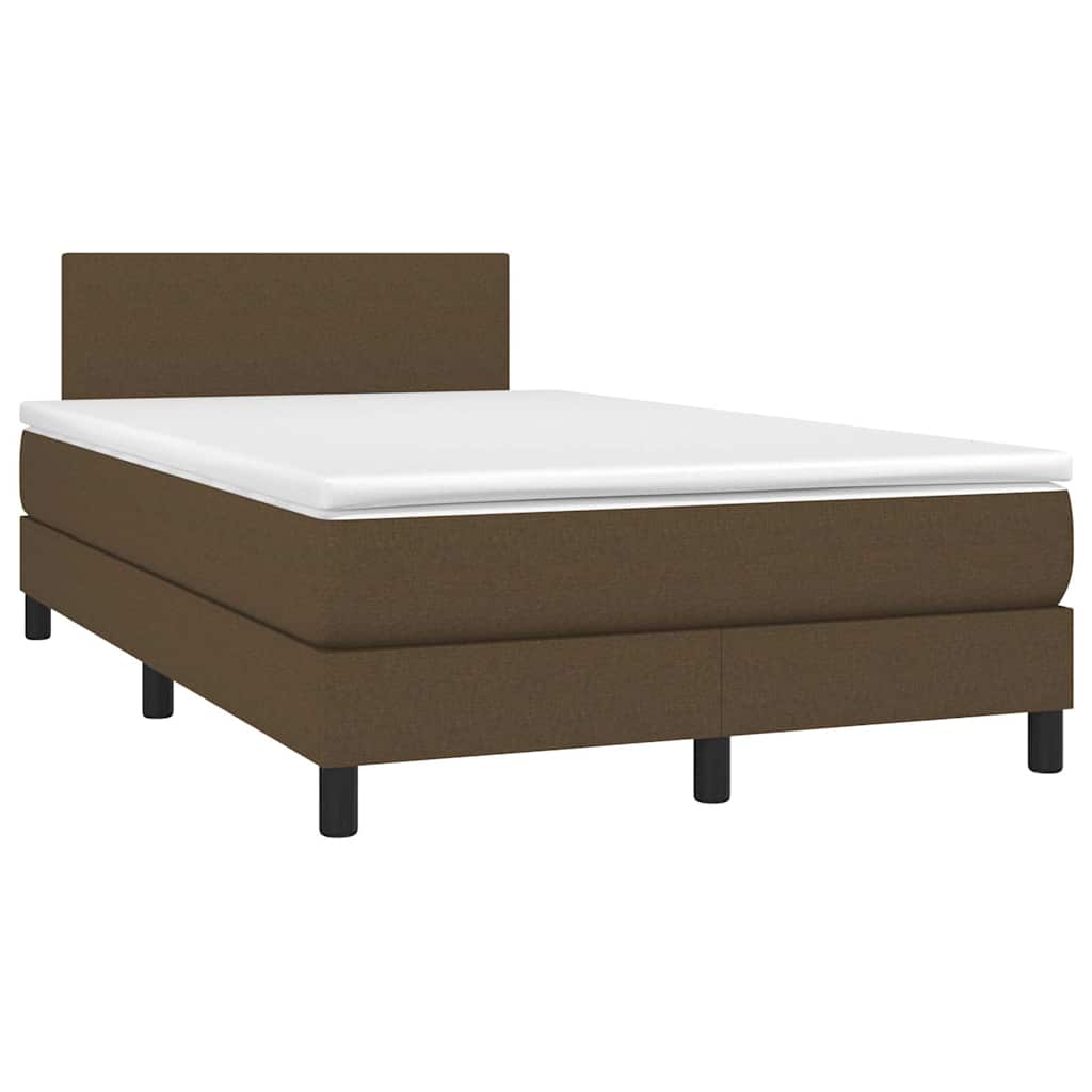 Krevet box spring s madracem LED tamnosmeđi 120x200 cm tkanina