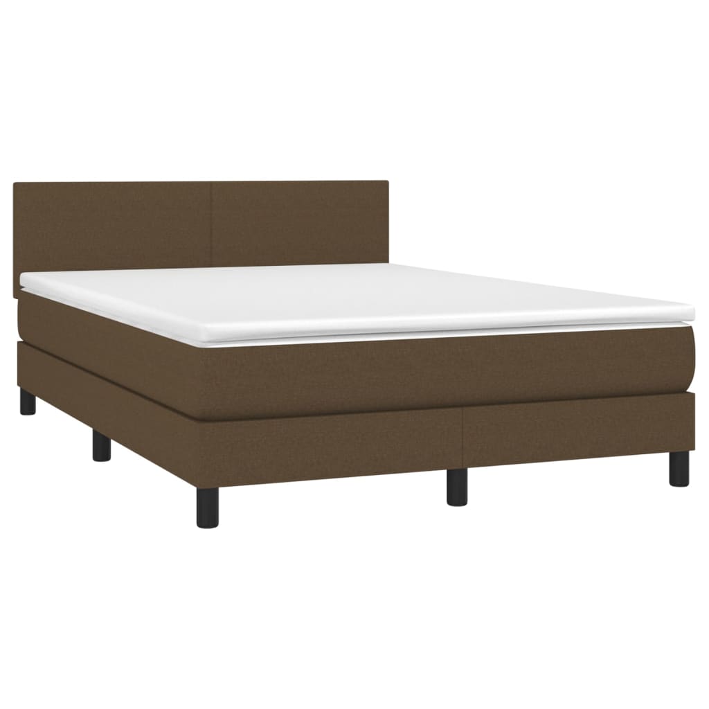 Krevet box spring s madracem LED tamnosmeđi 140x190 cm tkanina
