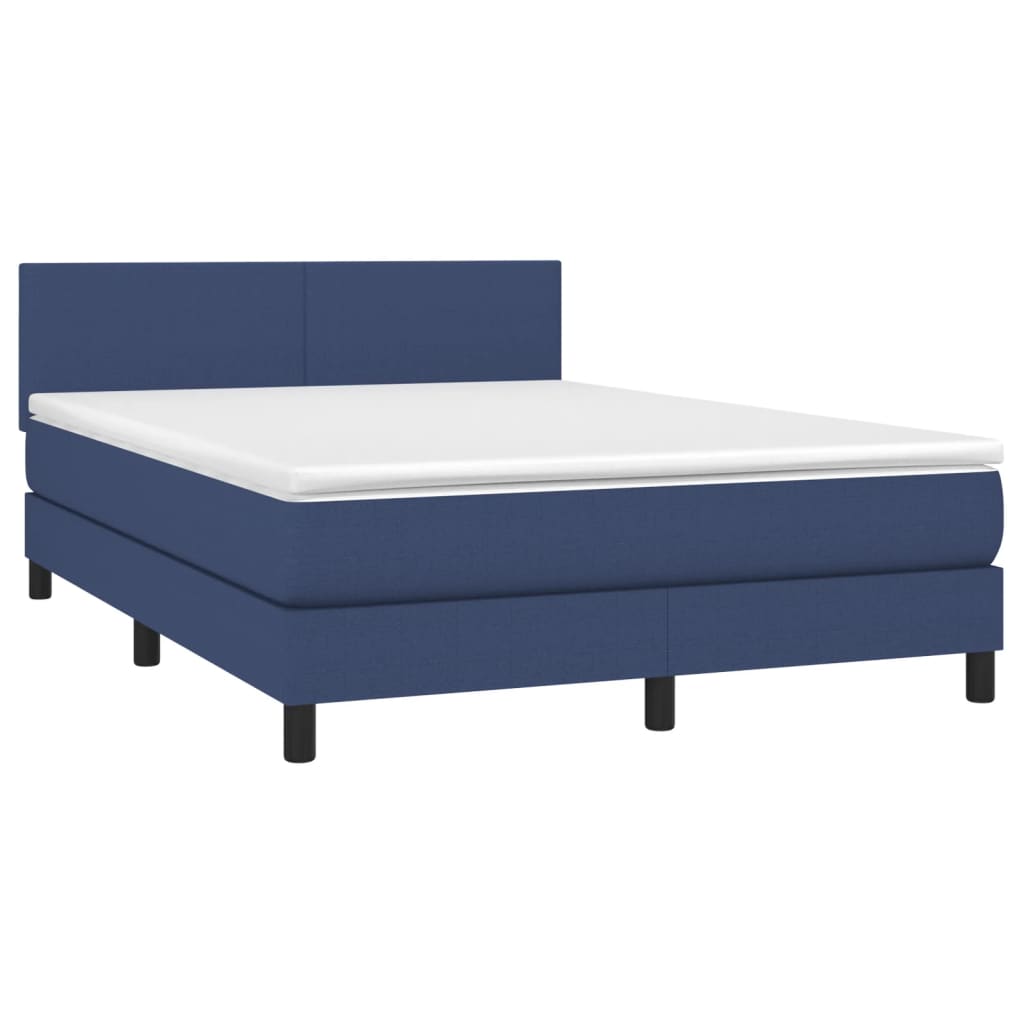 Krevet box spring s madracem LED plavi 140x190 cm od tkanine
