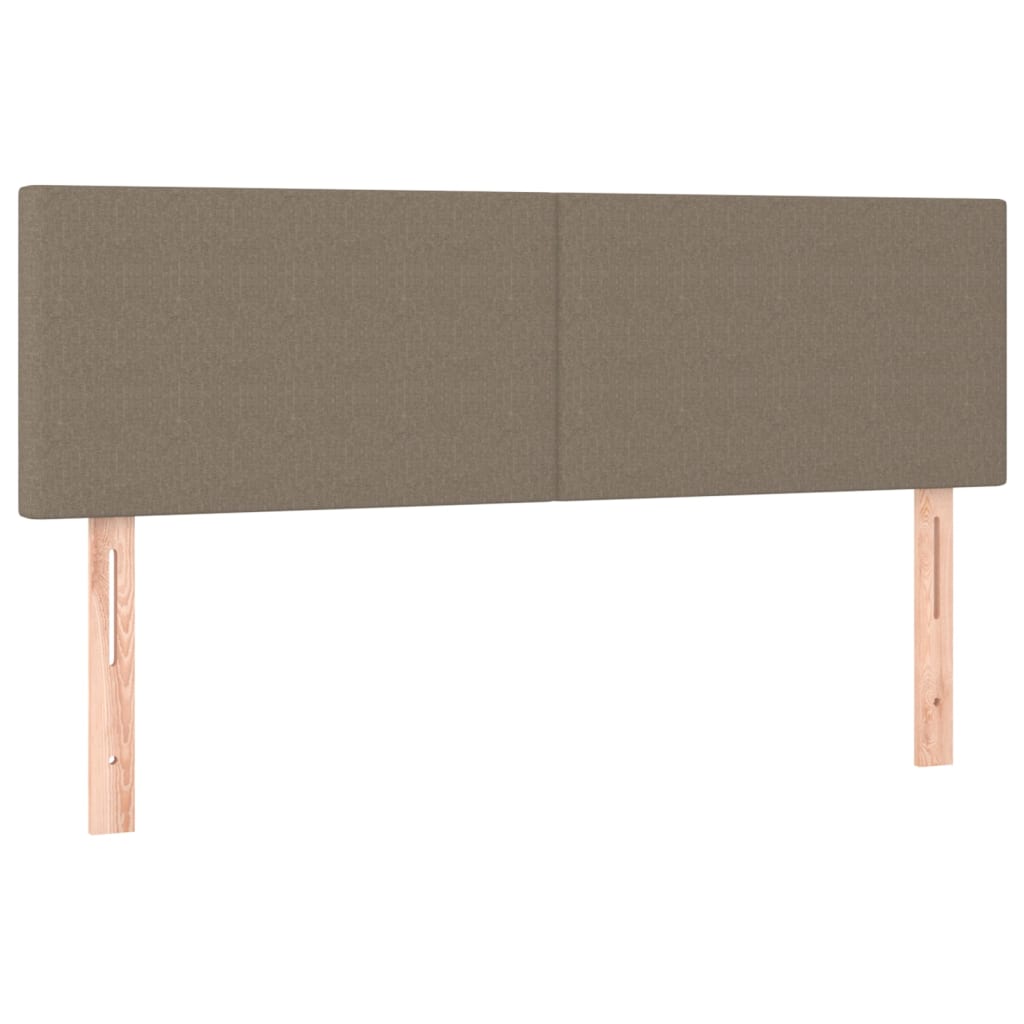 Krevet box spring s madracem LED smeđesivi 140x200 cm tkanina