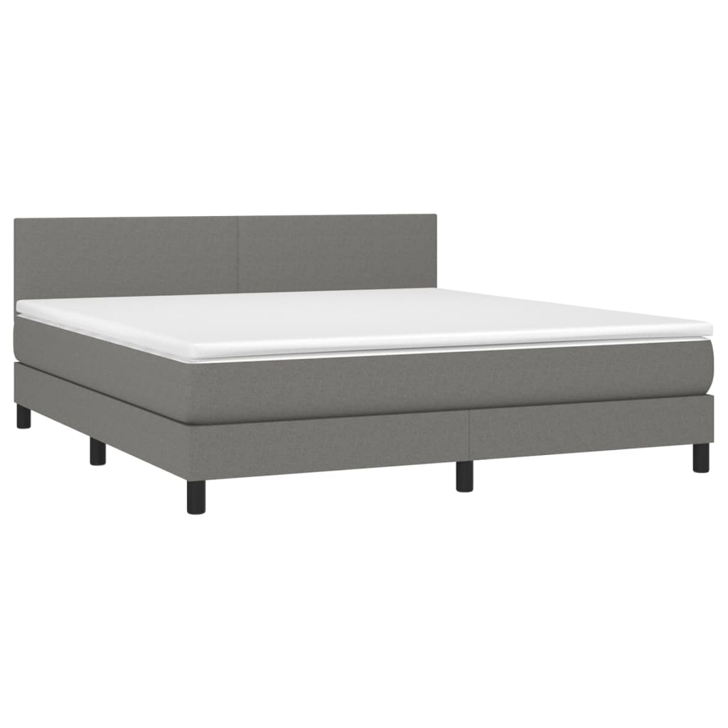 Krevet box spring s madracem LED tamnosivi 160x200 cm tkanina