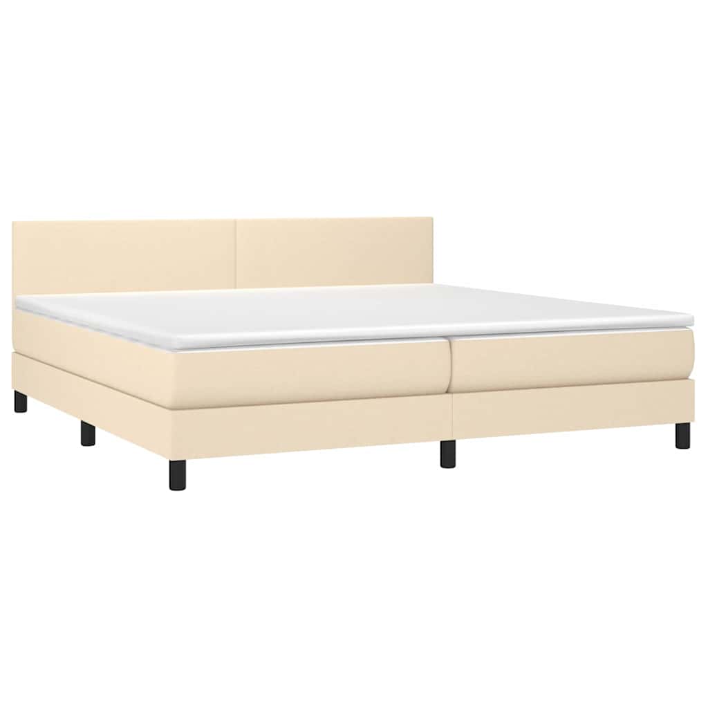 Krevet box spring s madracem LED krem 200x200 cm od tkanine