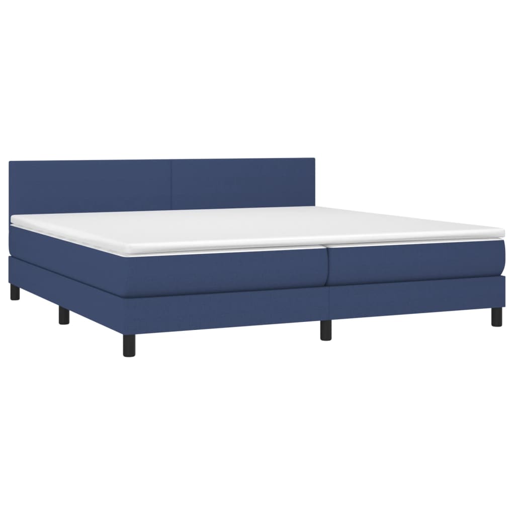 Krevet box spring s madracem LED plavi 200x200 cm od tkanine