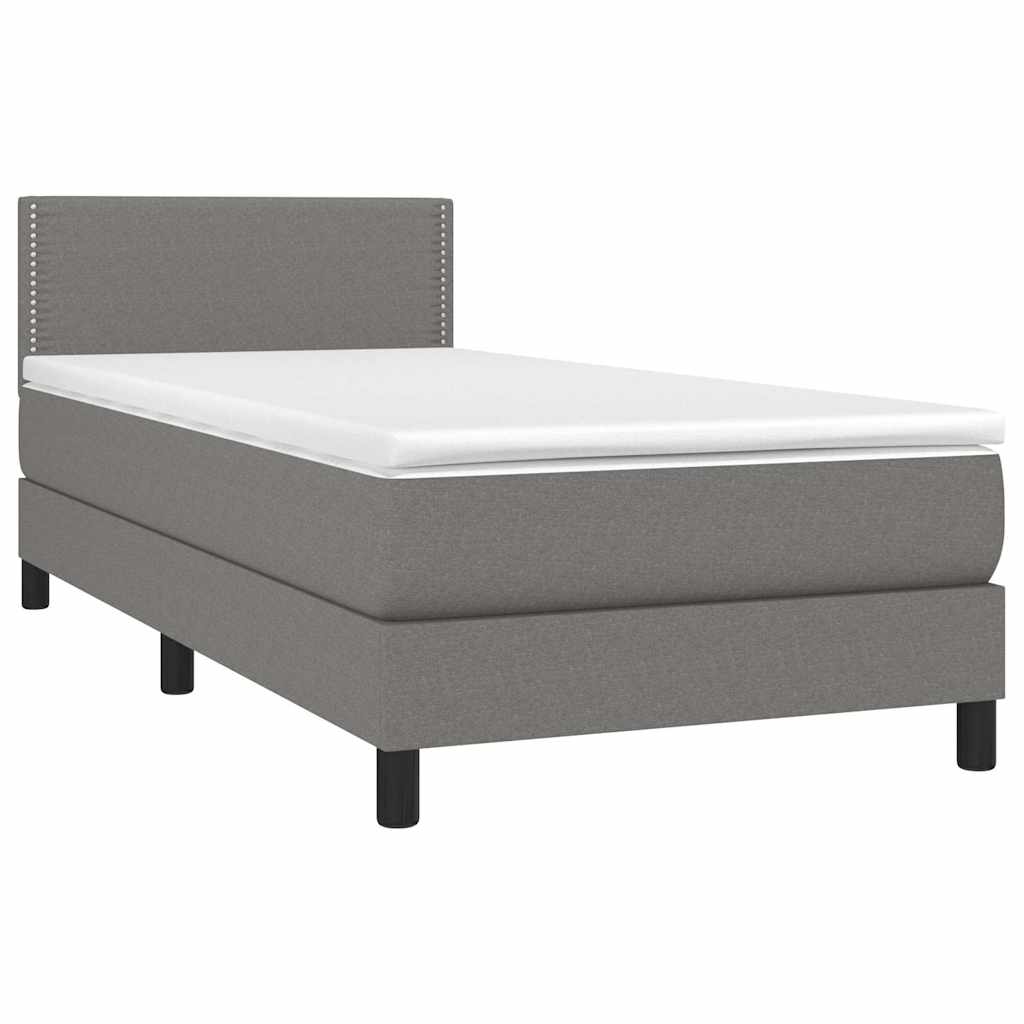Krevet box spring s madracem LED tamnosivi 100x200 cm tkanina