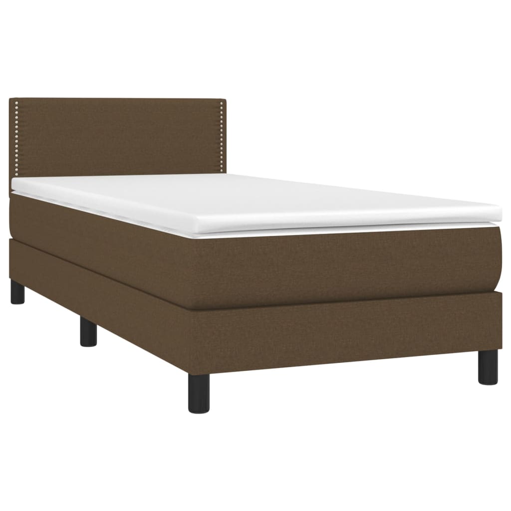 Krevet box spring s madracem LED tamnosmeđi 100x200 cm tkanina