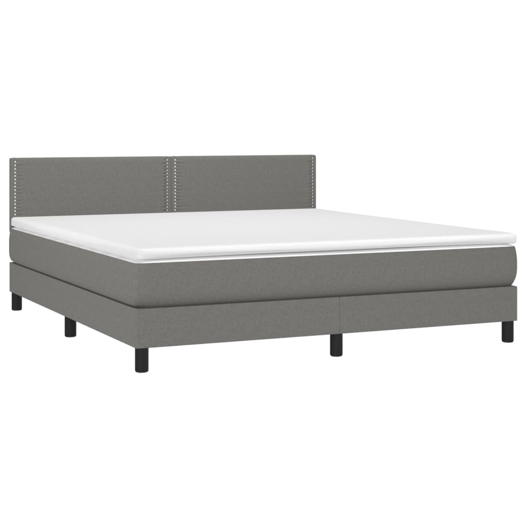 Krevet box spring s madracem LED tamnosivi 180x200 cm tkanina