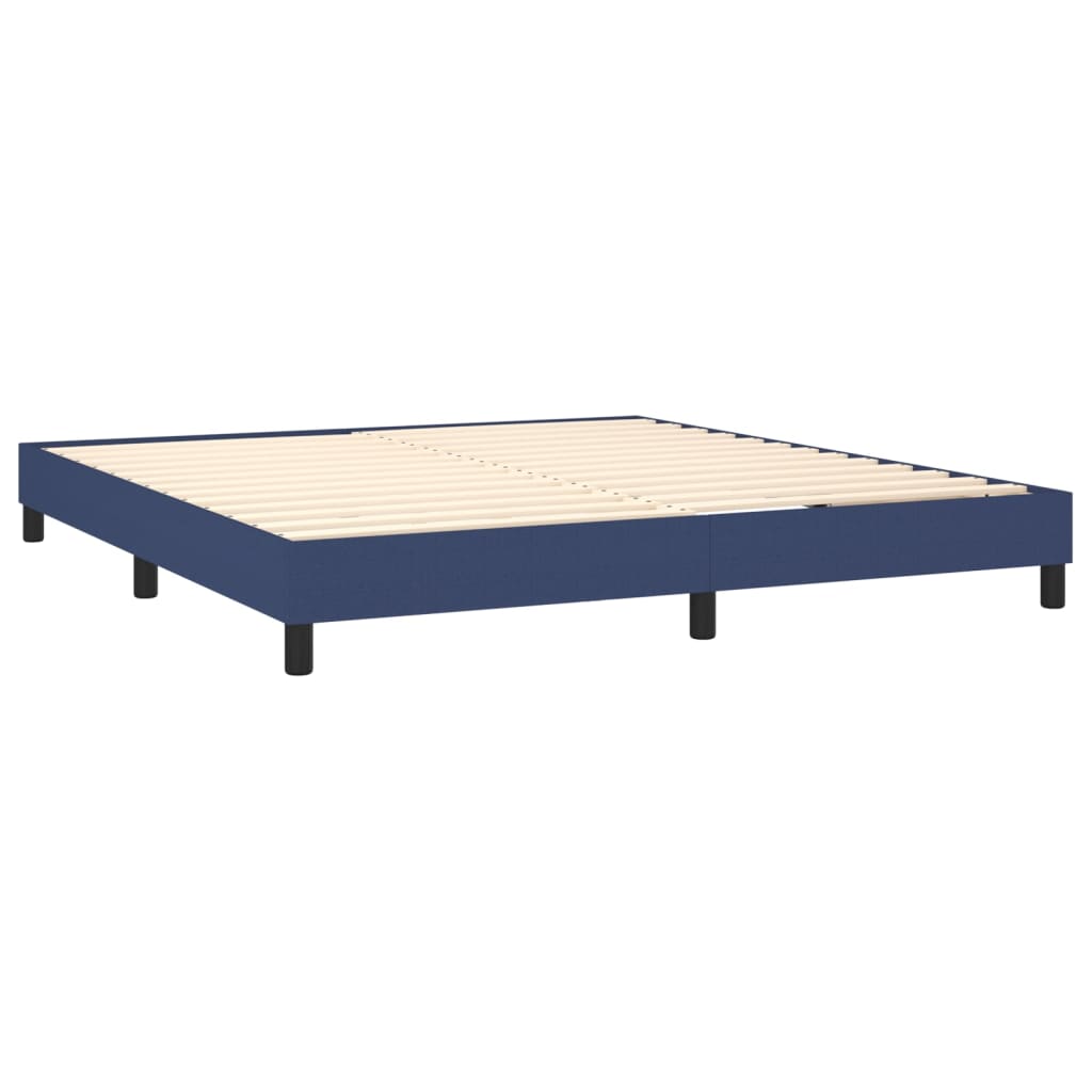 Krevet box spring s madracem LED plavi 180x200 cm od tkanine