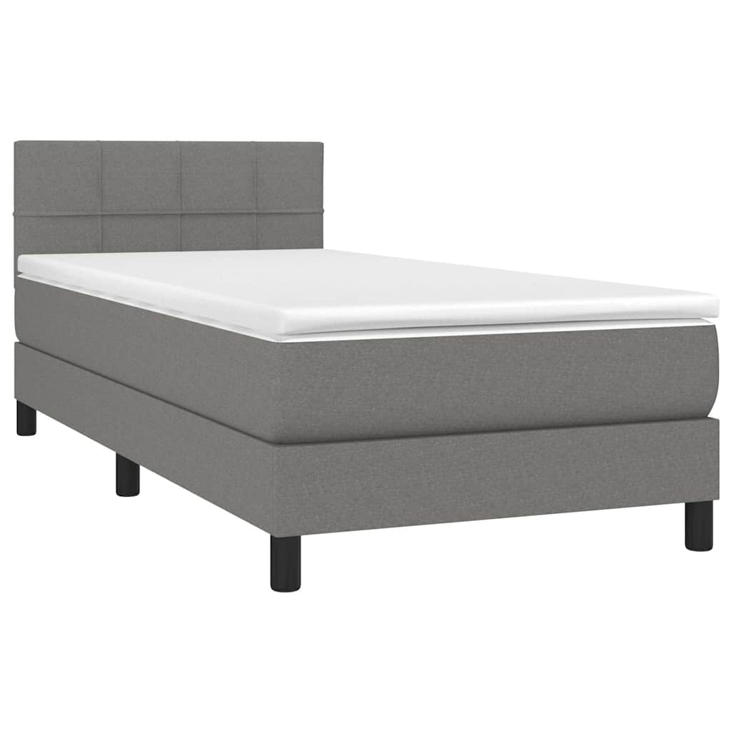 Krevet box spring s madracem LED tamnosivi 80 x 200 cm tkanina