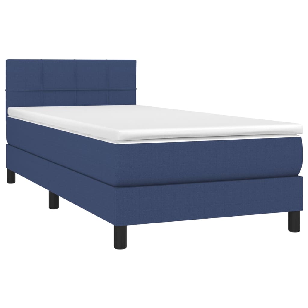 Krevet box spring s madracem LED plavi 90x190 cm od tkanine