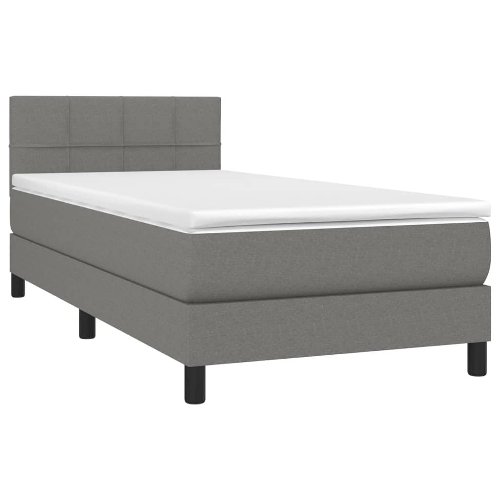 Krevet box spring s madracem LED tamnosivi 100x200 cm tkanina