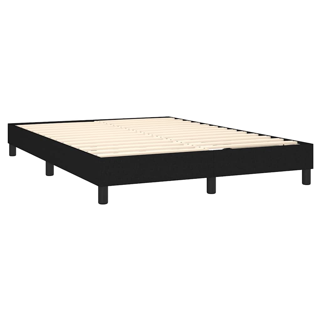 Krevet box spring s madracem LED crni 140x190 cm od tkanine