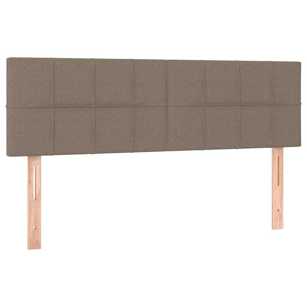Krevet box spring s madracem LED smeđesivi 140x200 cm tkanina