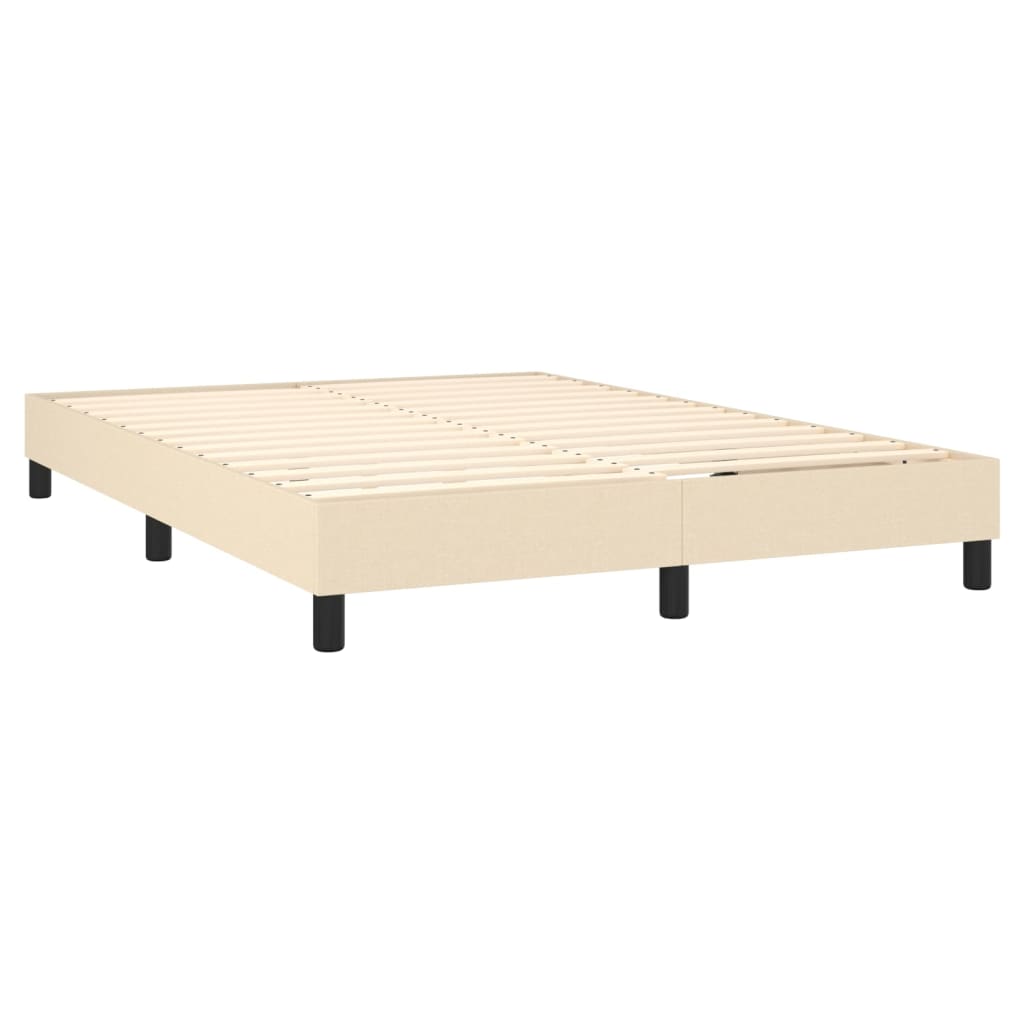 Krevet box spring s madracem LED krem 140x200 cm od tkanine
