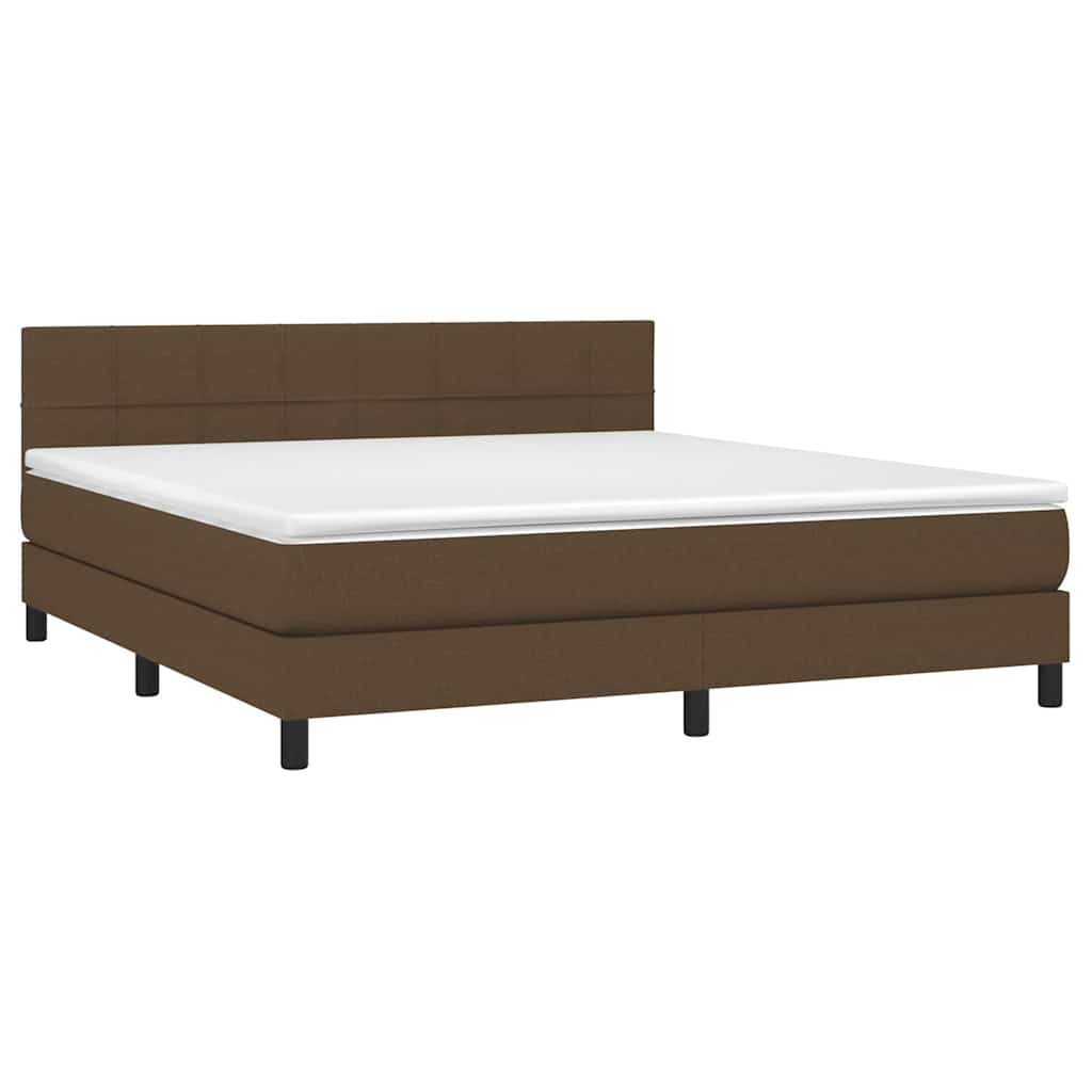 Krevet box spring s madracem LED tamnosmeđi 180x200 cm tkanina