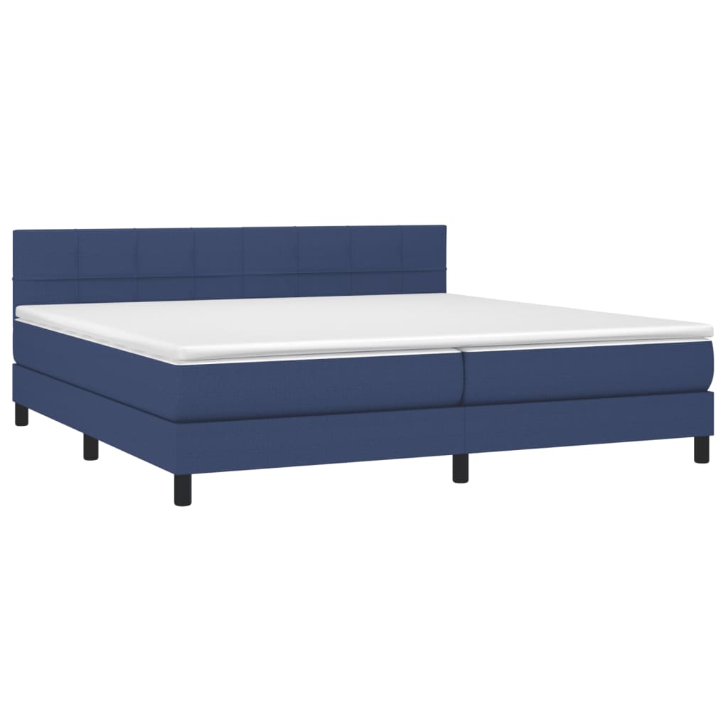 Krevet box spring s madracem LED plavi 200x200 cm od tkanine