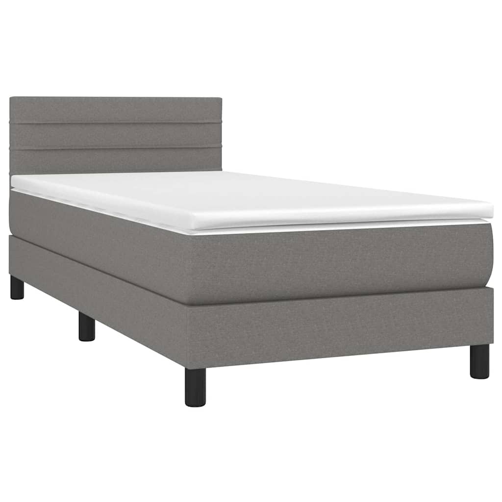 Krevet box spring s madracem LED tamnosivi 80 x 200 cm tkanina