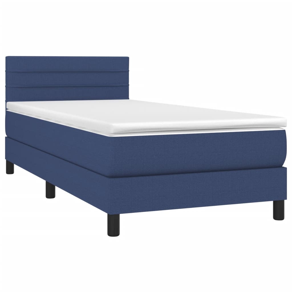 Krevet box spring s madracem LED plavi 90x190 cm od tkanine