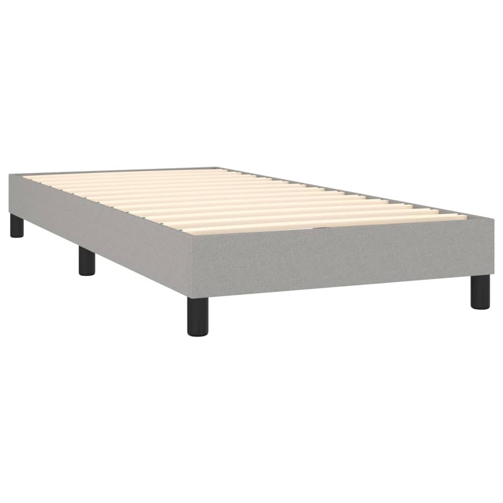 Krevet box spring s madracem LED svjetlosivi 90x200 cm tkanina
