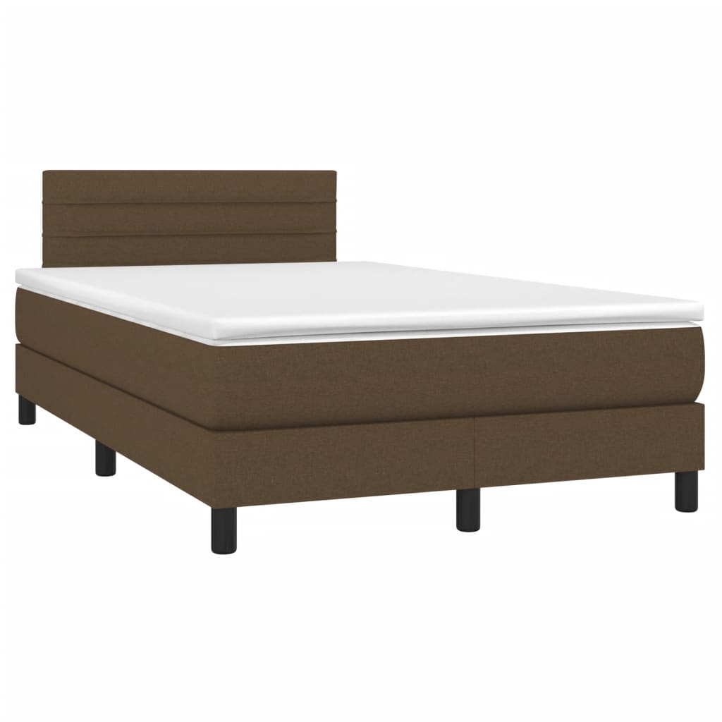 Krevet box spring s madracem LED tamnosmeđi 120x200 cm tkanina