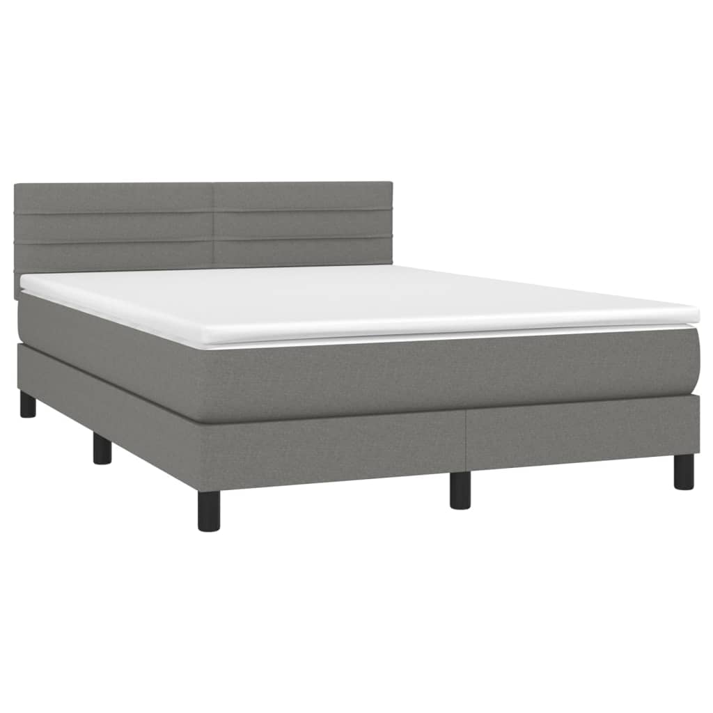 Krevet box spring s madracem LED tamnosivi 140x190 cm tkanina