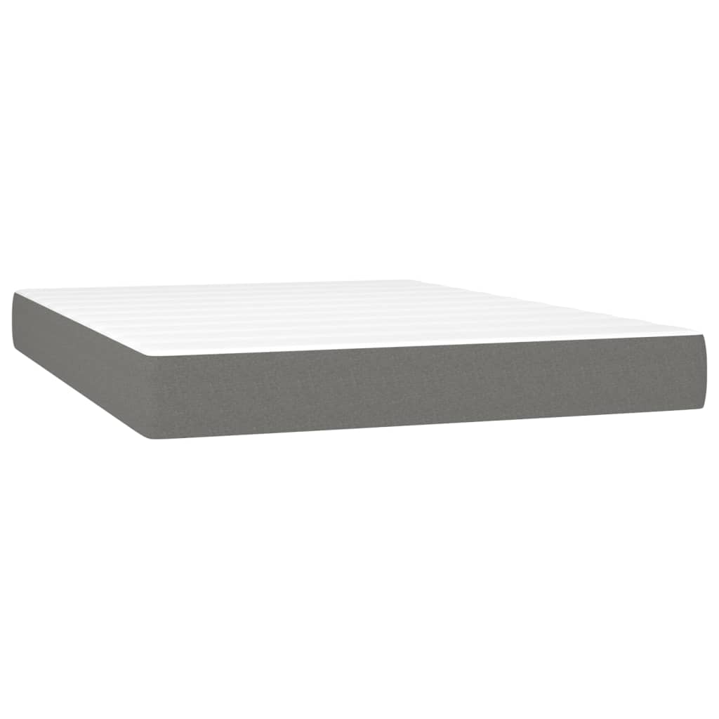 Krevet box spring s madracem LED tamnosivi 140x190 cm tkanina