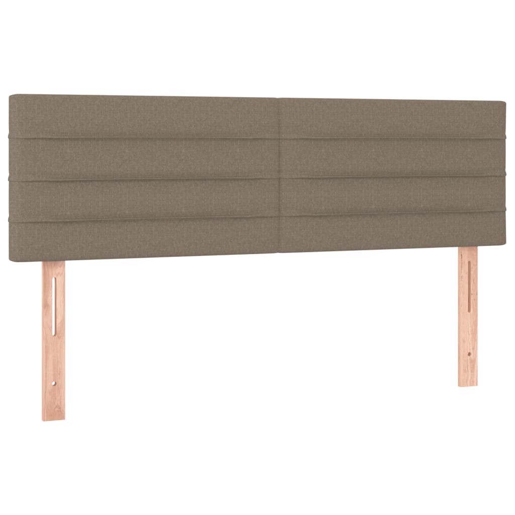 Krevet box spring s madracem LED smeđesivi 140x190 cm tkanina