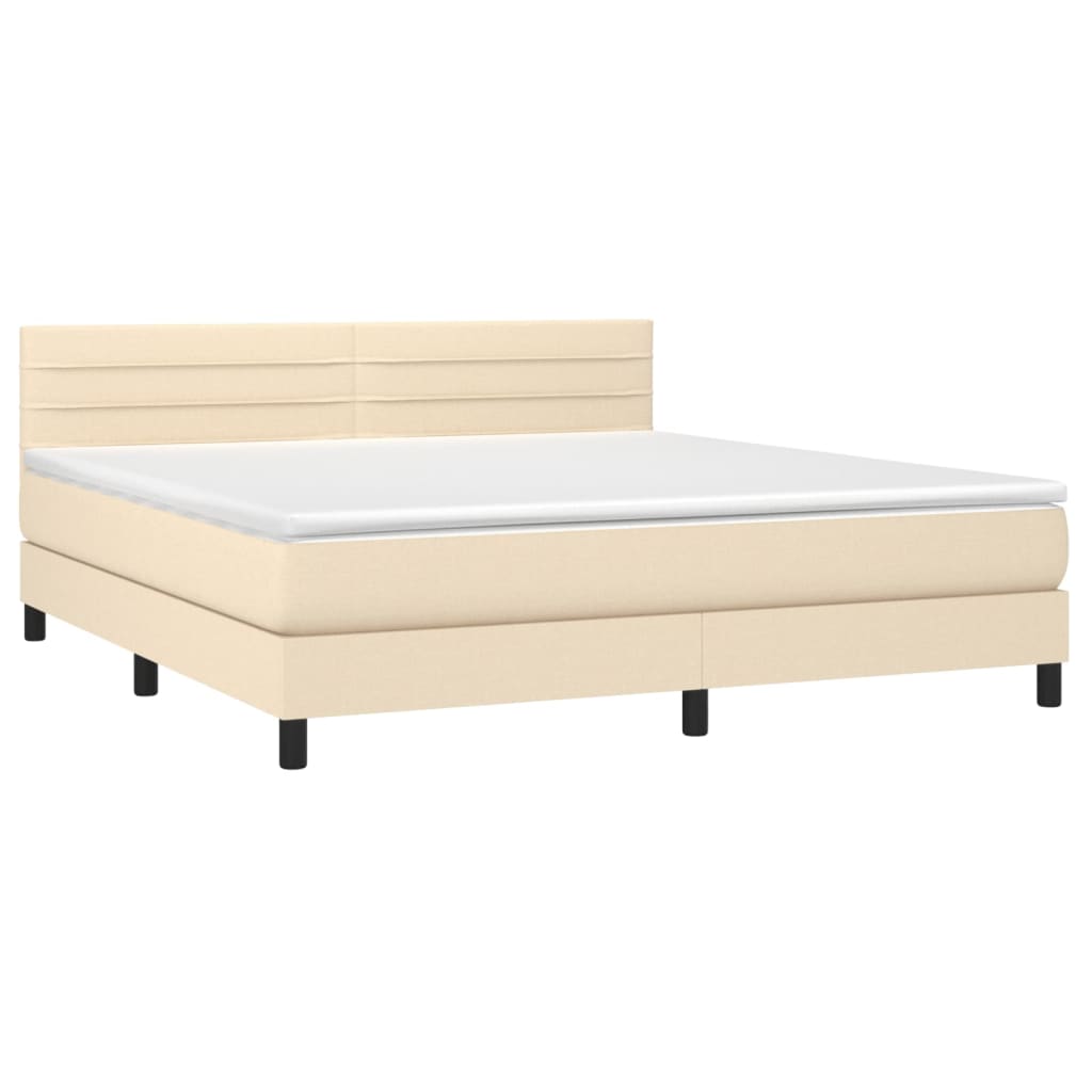 Krevet box spring s madracem LED krem 180x200 cm od tkanine