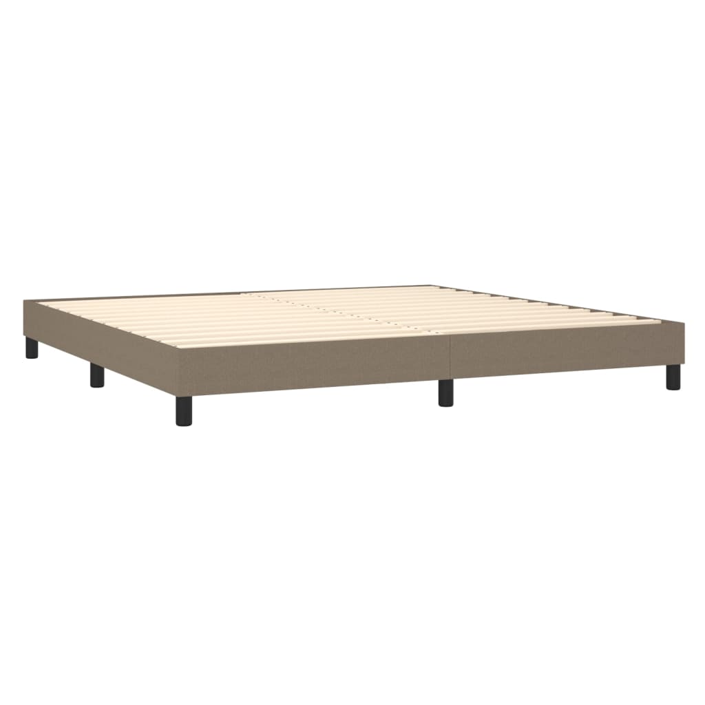 Krevet box spring s madracem LED smeđesivi 200x200 cm tkanina