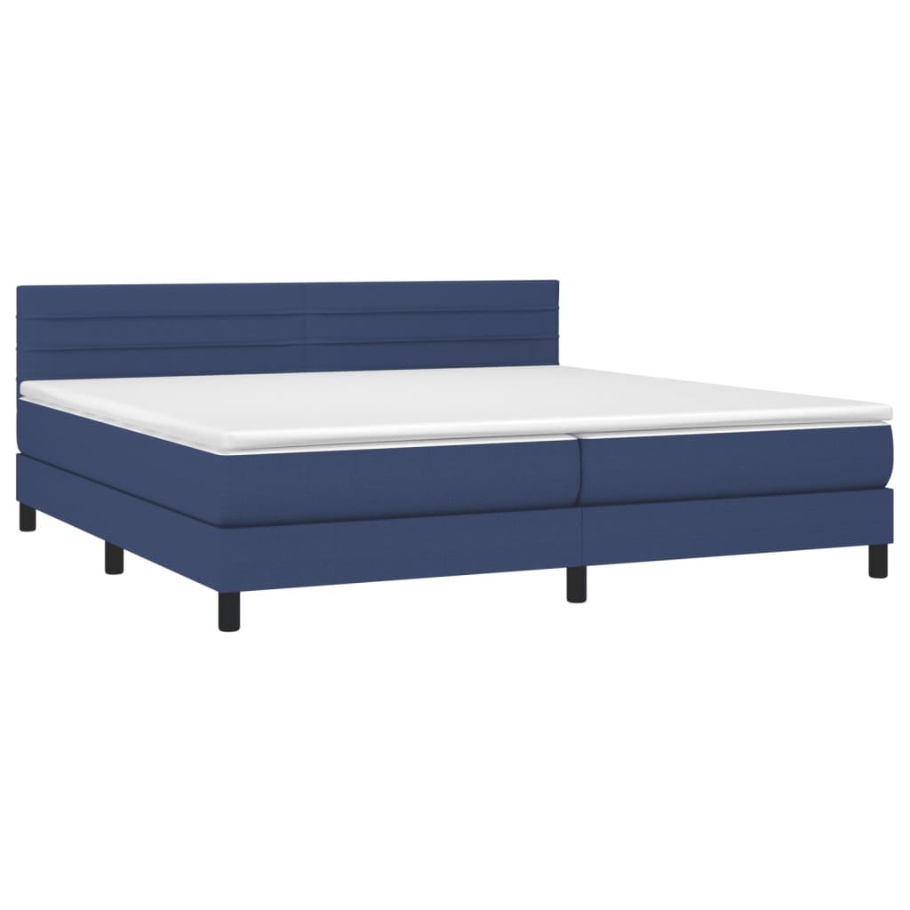 Krevet box spring s madracem LED plavi 200x200 cm od tkanine