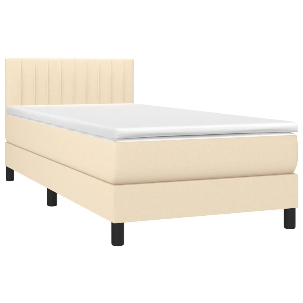 Krevet box spring s madracem LED krem 80 x 200 cm od tkanine