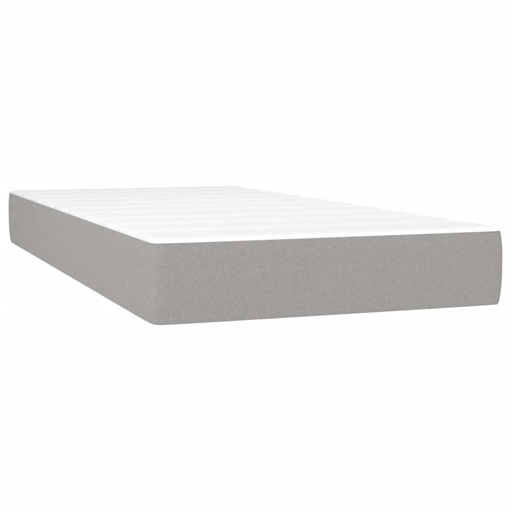 Krevet box spring s madracem LED svjetlosivi 100x200 cm tkanina