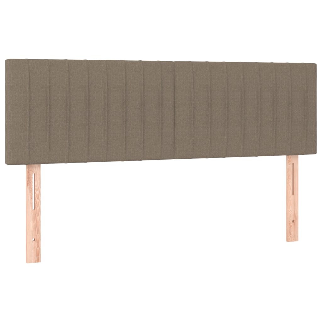 Krevet box spring s madracem LED smeđesivi 140x190 cm tkanina