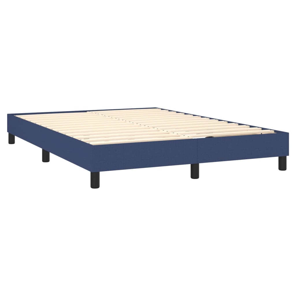 Krevet box spring s madracem LED plavi 140x200 cm od tkanine