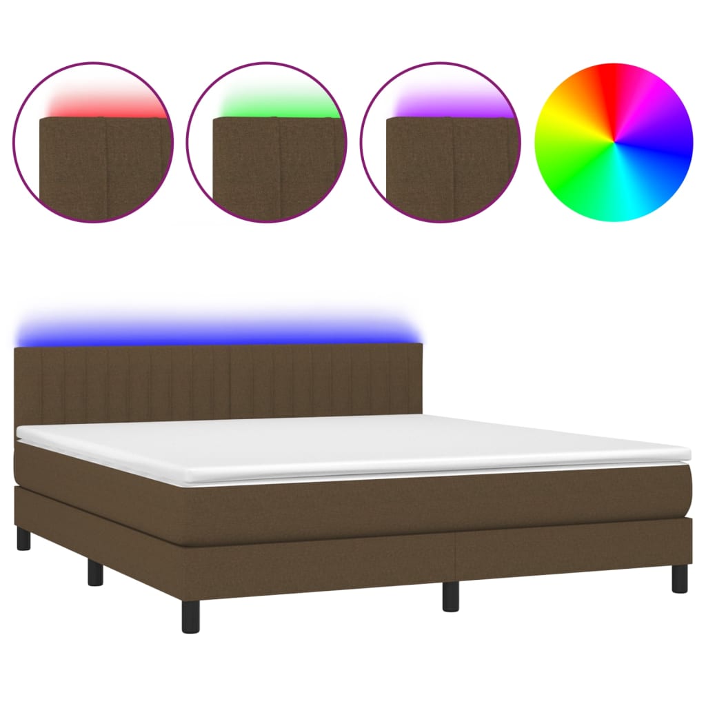 Krevet box spring s madracem LED tamnosmeđi 160x200 cm tkanina
