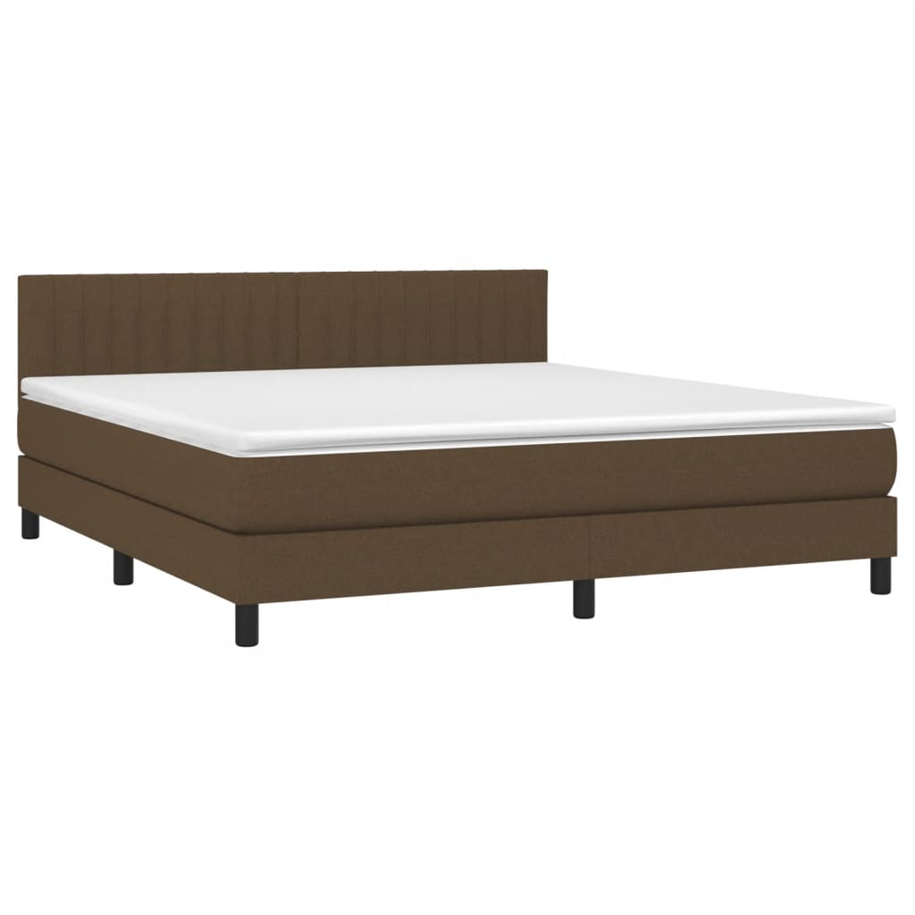 Krevet box spring s madracem LED tamnosmeđi 160x200 cm tkanina