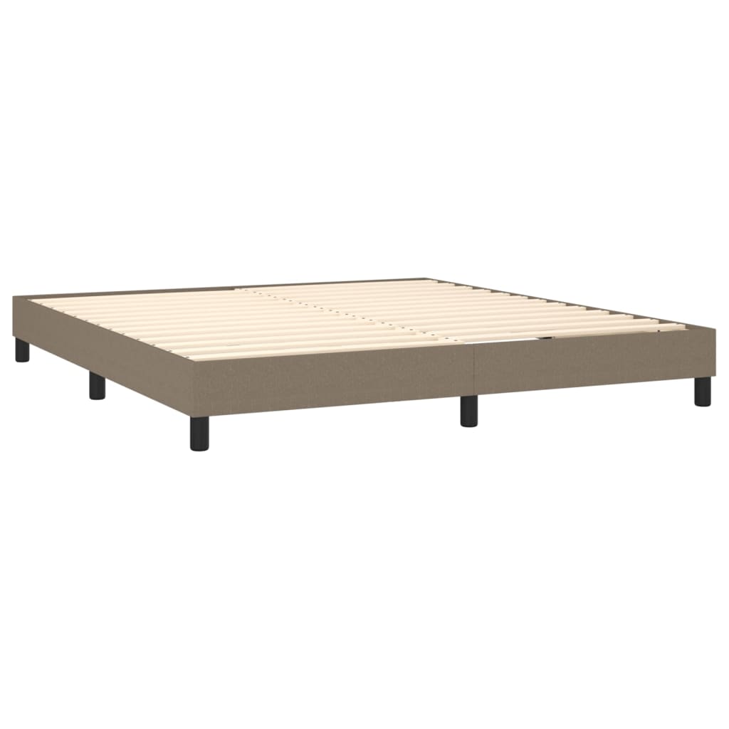 Krevet box spring s madracem LED smeđesivi 160x200 cm tkanina