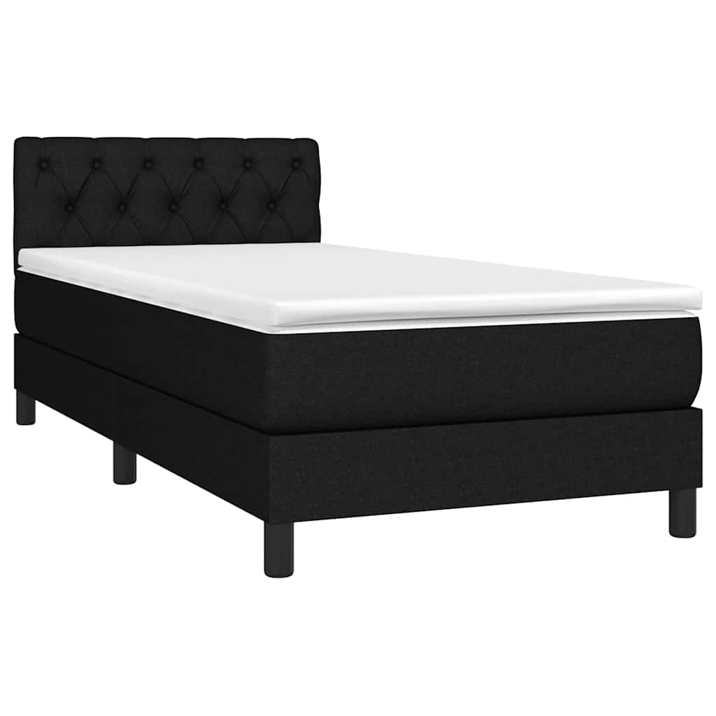 Krevet box spring s madracem LED crni 80 x 200 cm od tkanine
