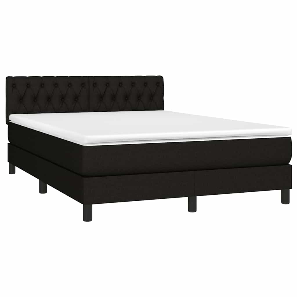 Krevet box spring s madracem LED crni 140x200 cm od tkanine