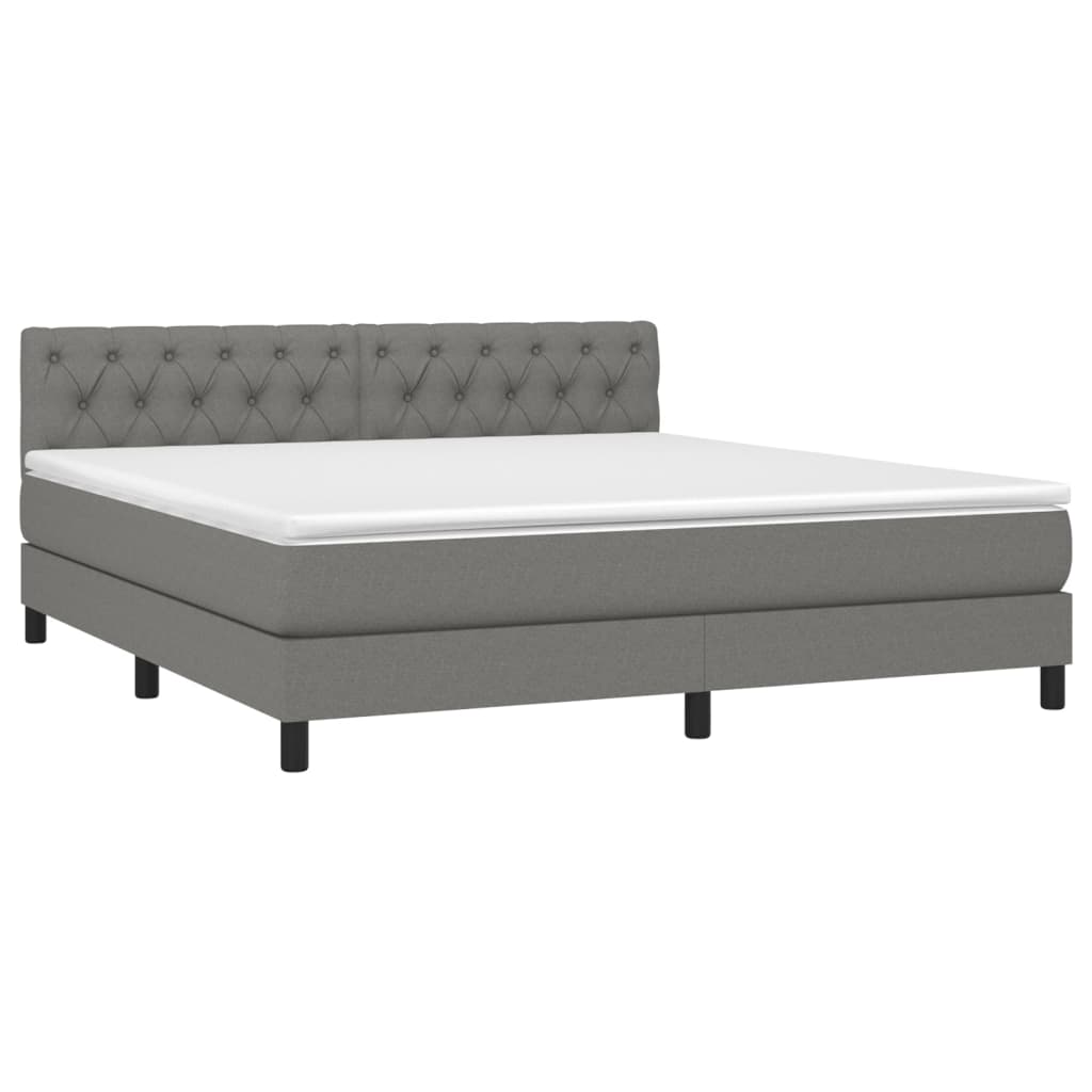 Krevet box spring s madracem LED tamnosivi 160x200 cm tkanina