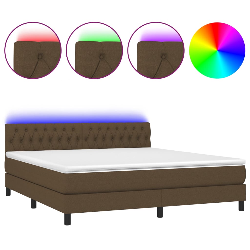Krevet box spring s madracem LED tamnosmeđi 160x200 cm tkanina