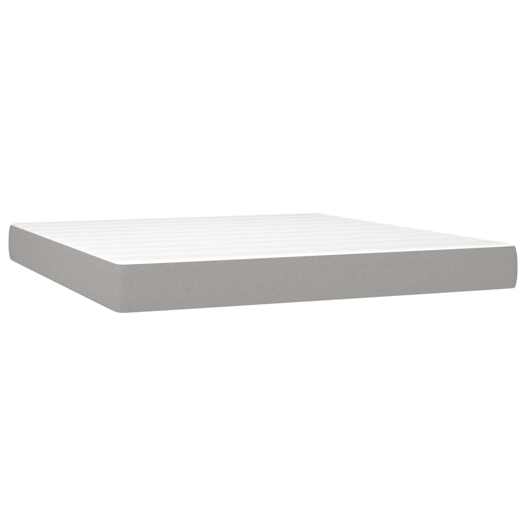 Krevet box spring s madracem LED svjetlosivi 180x200 cm tkanina