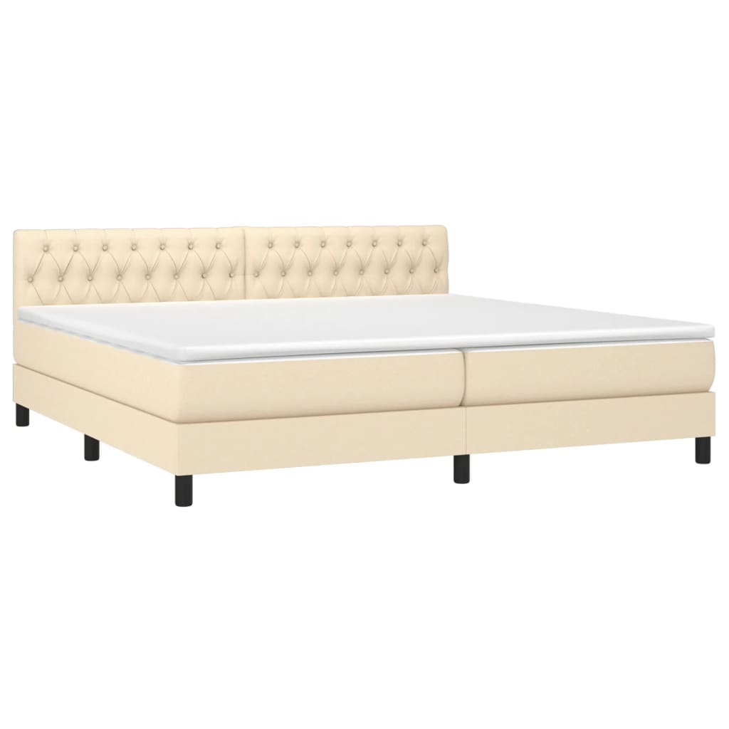Krevet box spring s madracem LED krem 200x200 cm od tkanine