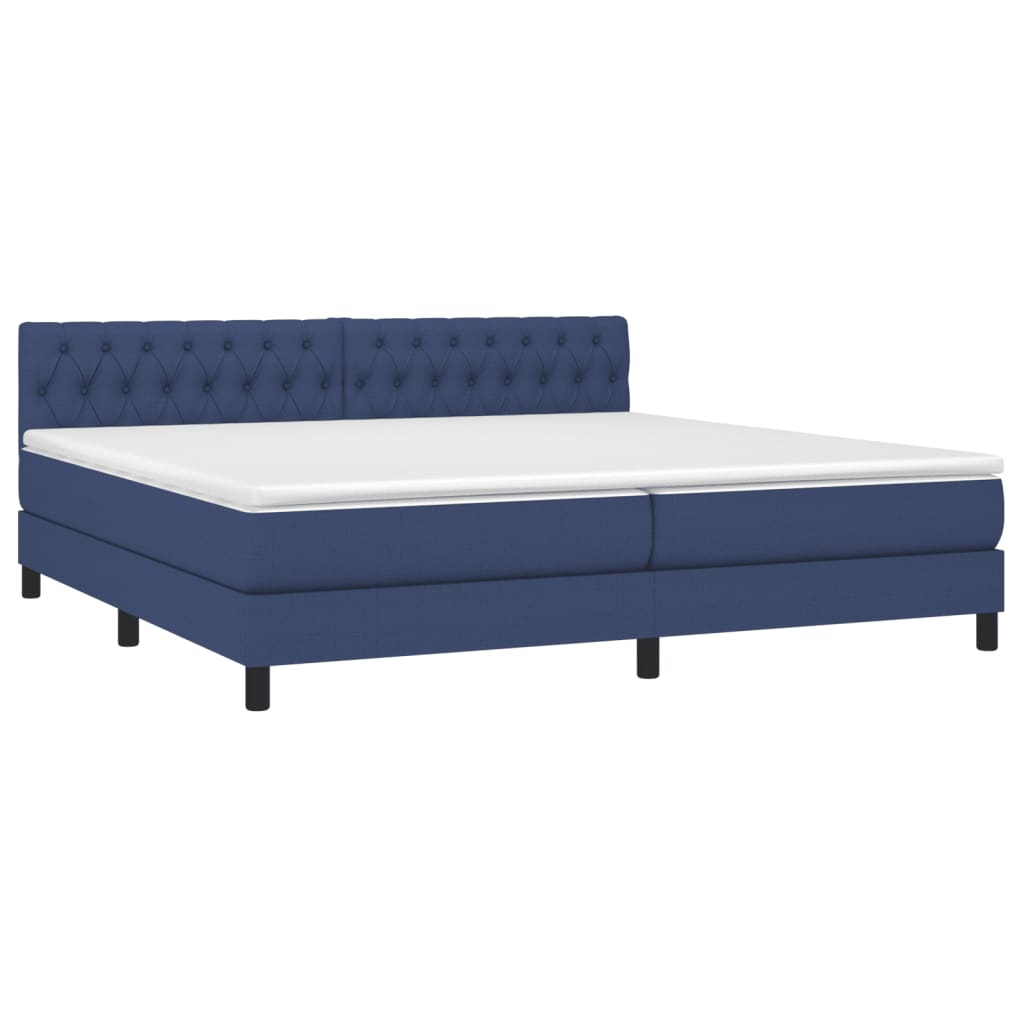 Krevet box spring s madracem LED plavi 200x200 cm od tkanine