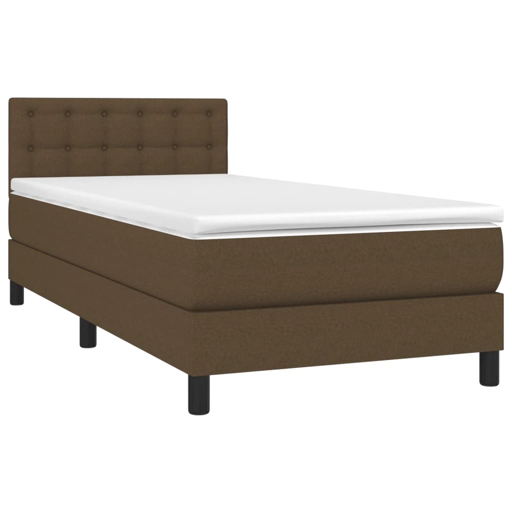 Krevet box spring s madracem LED tamnosmeđi 100x200 cm tkanina