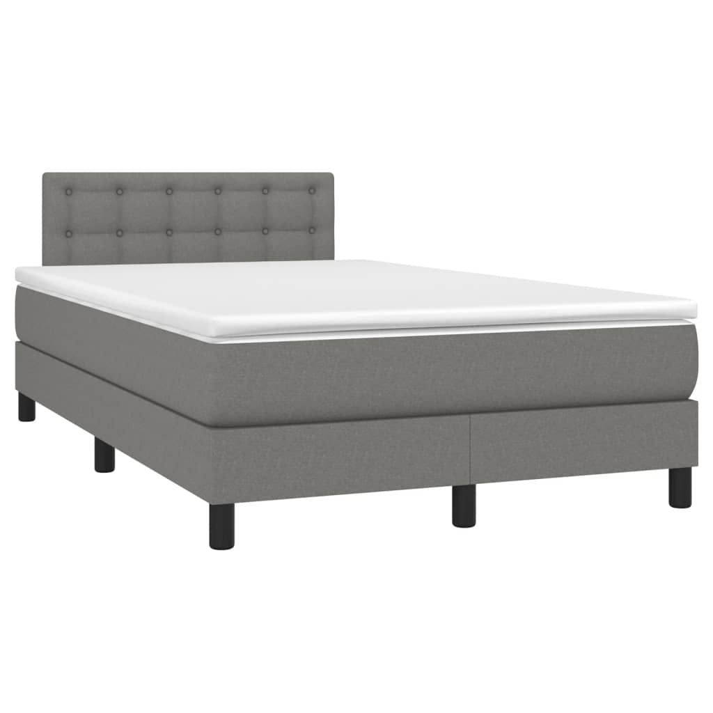 Krevet box spring s madracem LED tamnosivi 120 x 200 cm tkanina