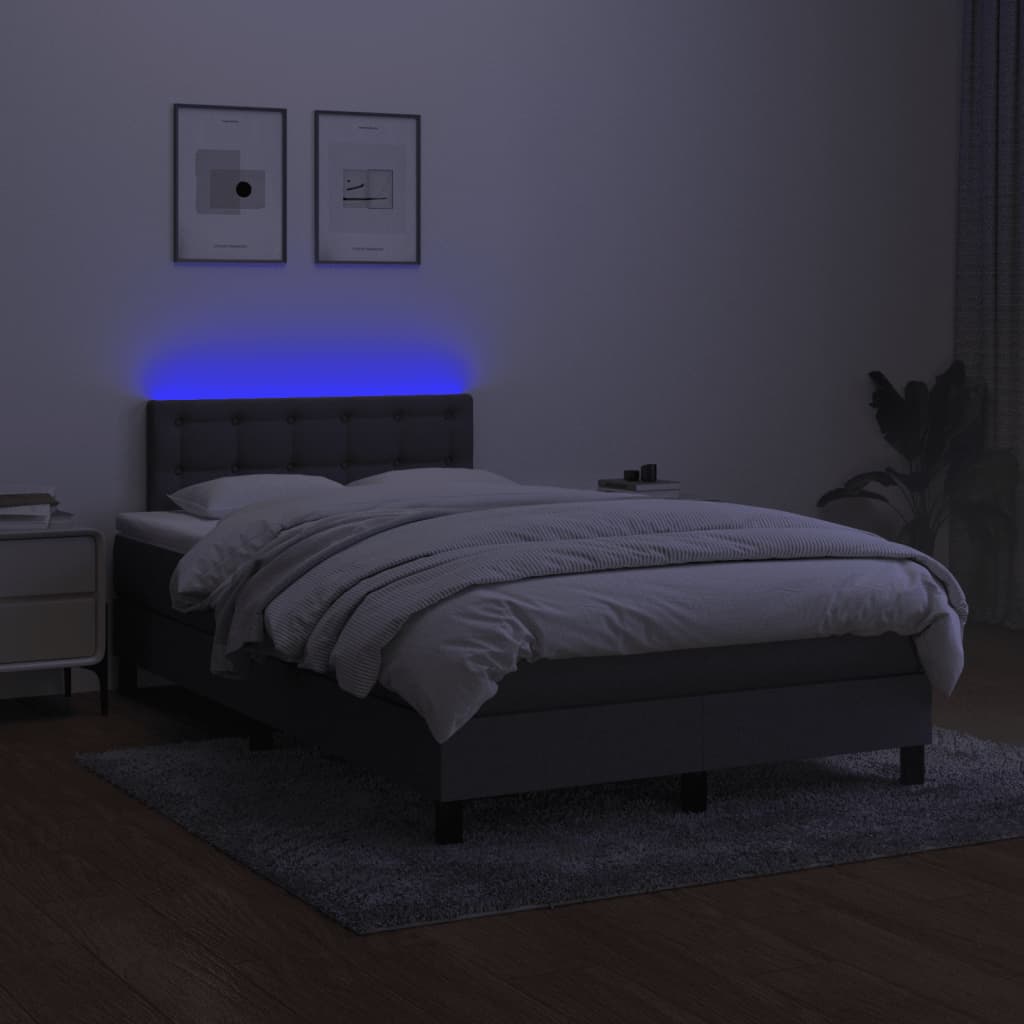 Krevet box spring s madracem LED tamnosivi 120 x 200 cm tkanina