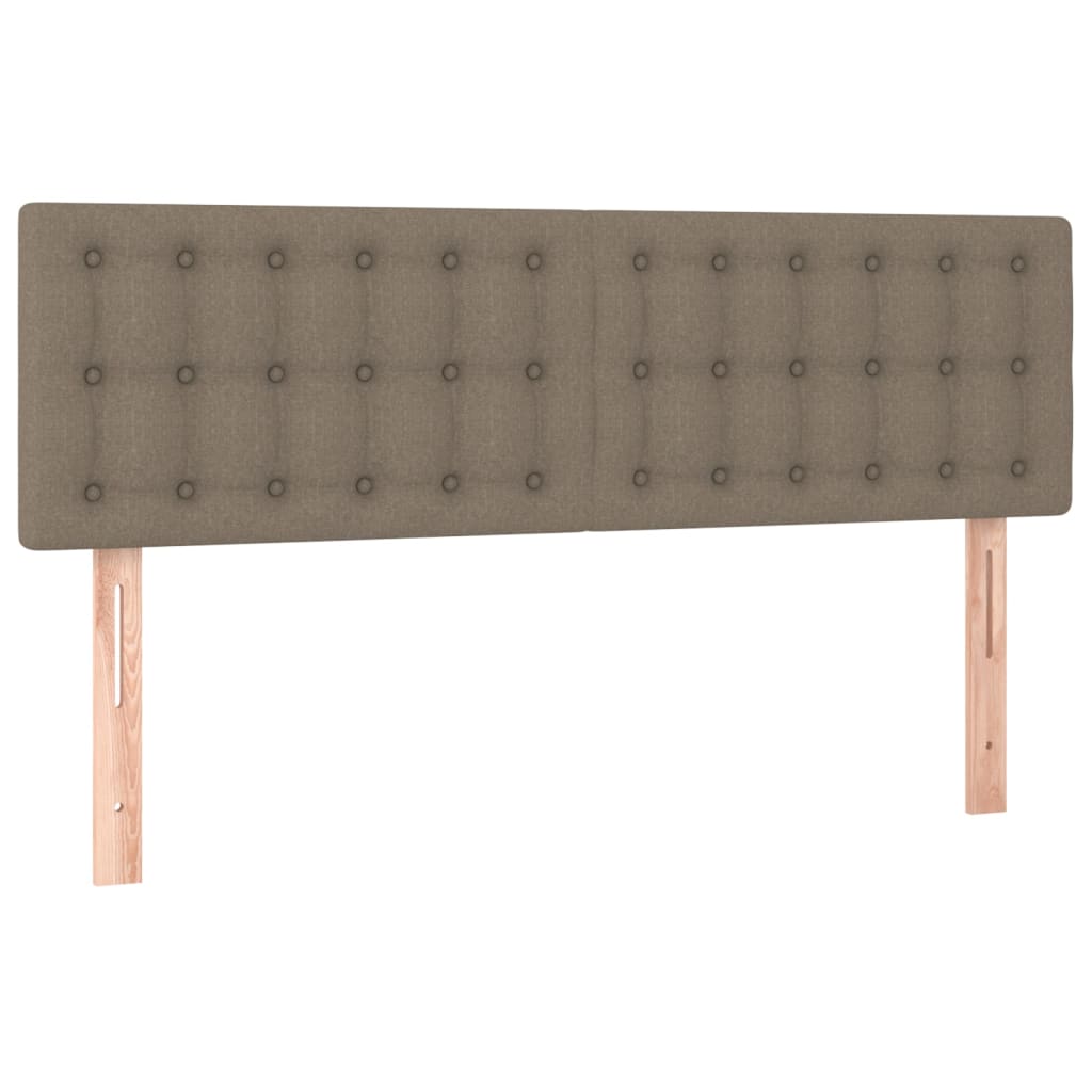 Krevet box spring s madracem LED smeđesivi 140x190 cm tkanina