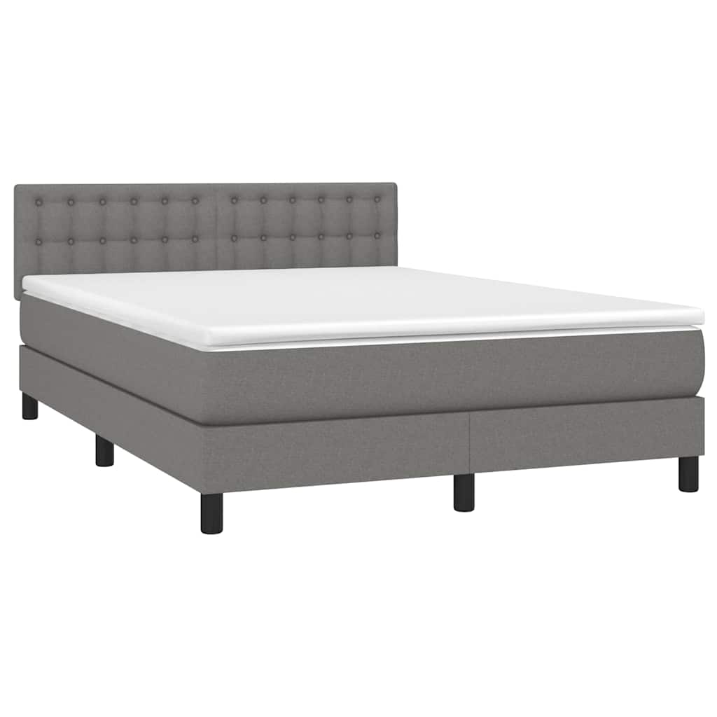 Krevet box spring s madracem LED tamnosivi 140x200 cm tkanina