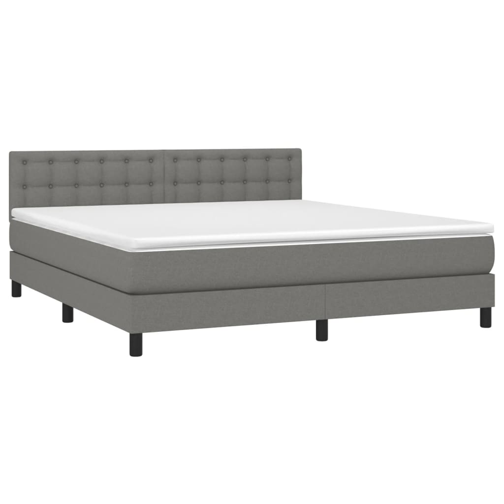 Krevet box spring s madracem LED tamnosivi 160x200 cm tkanina