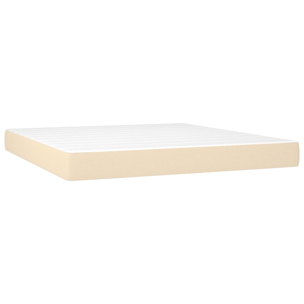 Krevet box spring s madracem LED krem 160x200 cm od tkanine